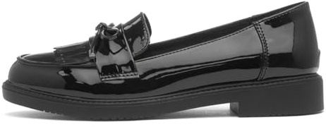 Lilley Womens Black Patent Bow Loafer Shoe