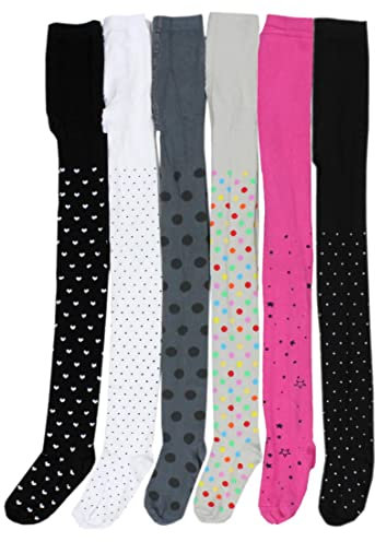 TupTam Strumpfhose Mädchen Bunt Gemustert 6er Pack – Warme Strickstrumpfhosen für Herbst und Winter, Farbe: Farbenmix 6, Größe: 128-134