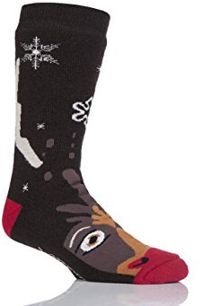 HEAT HOLDERS SOCKSHOP Double Layered Christmas Slipper Socks Pack of 1 Rudolph 4-8