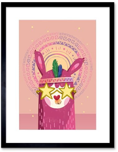 Wee Blue Coo Llama Pink Fashion Framed Wall Art Print