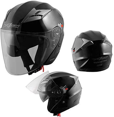 Motorradhelm Helm Sturzhelm Jethelm Roller Innensonnenblende Visier Schwarz L