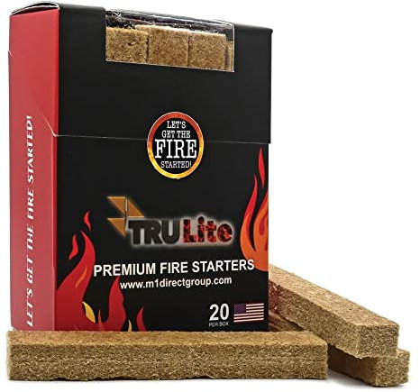 Trulite Premium-Feueranzünder, in den USA hergestellt, ideal für schnelles und sicheres Anzünden aller Arten von Grills, Lagerfeuer, Feuerstellen, Kamine, Holzöfen, Lagerfeuer und mehr, 20 Stück