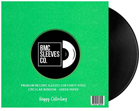 BMC Sleeves - 50 Vinyl Record Sleeves - Green Inner Sleeves for 7 (45RPMs) - Archival Quality