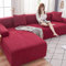 HKPLDE Sofabezug 5 Sitzer, L-Form Schonbezug Easy Stretch Fit Elastischer Stoff Couch Sofa Protector Schonbezug Waschbar-4 sitzer(235-300cm)-Weinrot