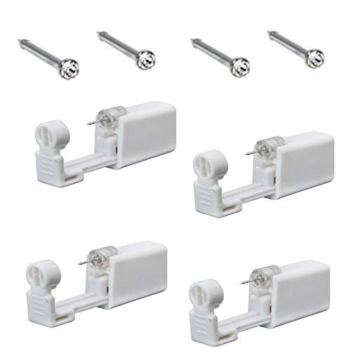 4 Stück Nasen Pistole Piercing Pistole Piercing Gun Perforator Nasenpiercing Werkzeug Piercing kit Piercingzubehör Nasenpiercing Tragbare Nasenpiercing Set für Unisex Geeignet zum Stanzen der Nase