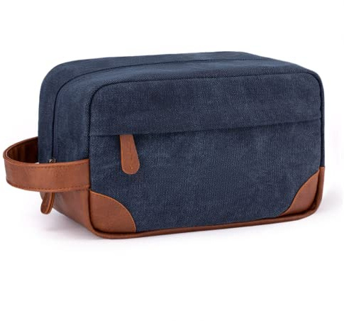 Vorspack Trousse de toilette à suspendre pour homme en toile résistante à l'eau avec grande capacité pour le voyage – Bleu marine