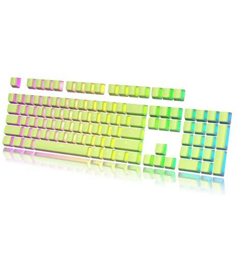 HK Gaming Pudding Keycaps | Doubleshot PBT Keycap Set | Full 108 OEM Profile Key Set | ANSI US-Layout | For Mechanical Keyboard | Compatible with Cherry MX, Gateron, Kailh, Outemu | Pistachio