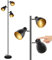 Osasy Lese-Stehlampe,Baum-Stehlampe mit 3 verstellbaren rotierenden Lichtern,unabhängige Steuerung,Retro-Metall,schwarz-gold,E14,168 CM-Stehleuchte für Wohn- und Schlafzimmer,Büro, Zuhause