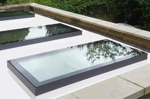 Infinity Rooflight Framed Fixed Flat Roof Light Skylight Roof Window Flat Lantern Double Glazed Rooflight Toughened Glass Argon Gas Filled Clear Sky Light 500 x 500