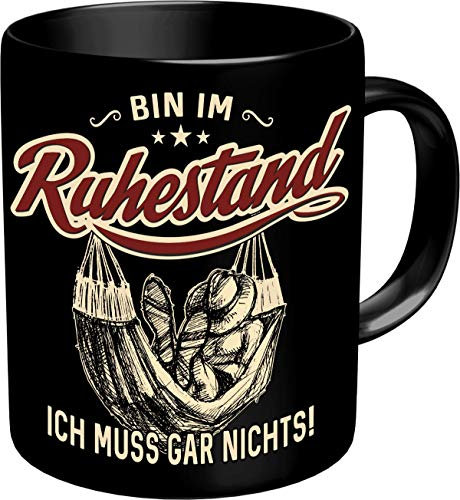 RAHMENLOS Kaffeetasse als Geschenk für Rentner - Bin im Ruhestand - Im Geschenkkarton