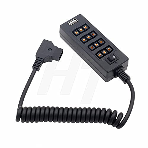 HangTon D-TAP Power Splitter 1 bis 4 P-Tap und USB-Adapter-Konverter, 1/4 '' Schraubbefestigung für V-Lock-Akku und Kamera (4D-TAP)