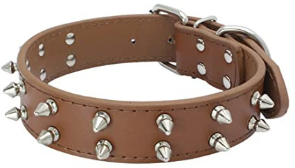 FUNAT Collar para Mascotas de Doble Hilera con Tachuelas, Collar de Remache para Perros Medianos y Grandes, Collar de Perro de PU, Cadena para Perros