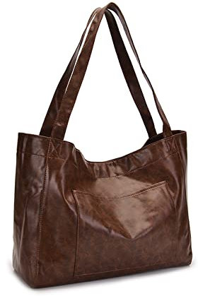 NICOLE & DORIS Handtasche Damen Groß Shopper Tasche Casual Schultertasche Weiche Leder Tragetasche Reise Tote Bag Elegant Handtaschen Kaffee