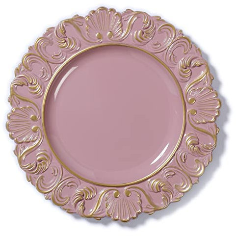 Inge-glas ekoteller Kunststoff 35cm x 1 Stück Barock Ornament Weihnachtsteller rosa