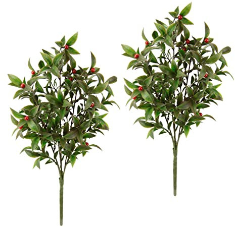 Künstlicher Lorbeerbusch mit Beeren Eukalyptus Mistel Zweig Eukalyptus Blumen Floristik Weihnachtsdeko Busch Kunstblume Kunstzweig Stielblume Dekoration Kränze Adventskränze Deko für Girlande Kranz
