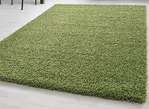 Prime Plus Extra Large Shaggy Rugs Soft Rugs 5cm Deep Pile Hallway Runner Rug Bedroom Living Room Carpet (Green, 60cm x 110cm (2ft x 3ft 7))