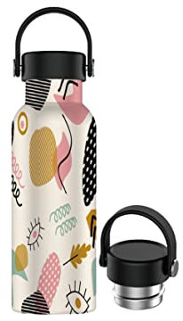 Botella de Agua Acero Inoxidable con Asa - Botella Térmica Reutilizable | Sin BPA | Mantiene 24H Frio / 12H Calor | Termo y Hermética - A Prueba de Fugas (750ml, Abstracto B)