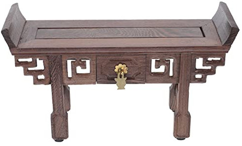 Cabilock Holztisch-Display-Ständer Im Orientalischen Stil Vasenständer Sockel Blumentopf Blumentopfhalter Bonsai-Basis Dekorative Buddha-Statue Für Heimbüro-Dekoration