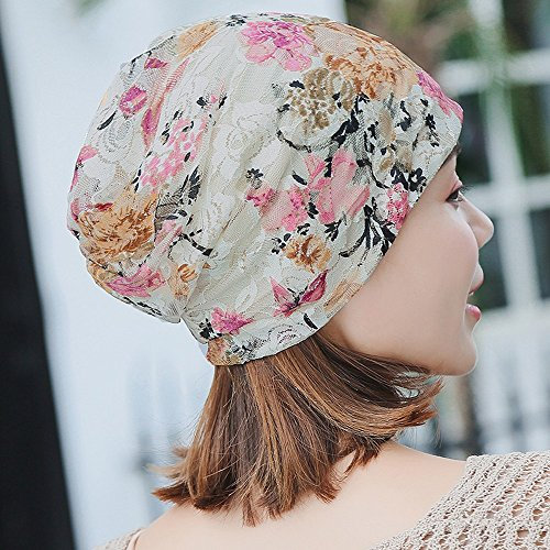 Teacup Hat Headband Women Muslim Head Wrap Lace Loss Scarf Turban Hat Stretch Print Hair Baseball Caps Baseball Cap Organizer Door Beige