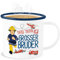 Emaille Becher Blechbecher - Tasse - Tatü Tata Großer Bruder Feuerwehrmann Sam I Großer Bruder werden - 300 ml - Weiß Blau - feuerwehrtasse feuerwerhman feuerwehr trinkbecher feuerwhrmann