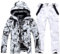ALSOGO Herren Skianzug Ski Jacke und Hose Set Wasserdichter Schneeanzug Snowboard Jacke Hose Skikleidung Für Männer BBW-White M