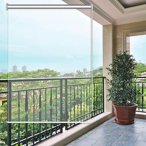 SANJIAOJIA Transparentes Rollo,Transparent Wasserdichtes Roll-Up-Rollo,PVC-Kunststoff-Regenschutz-Fenster-Rollos,Seitenzug-Rollo,Wetterfest Vorhang Für Balkon-Terrassen-Tür,Breite x Höhe (160x160cm)