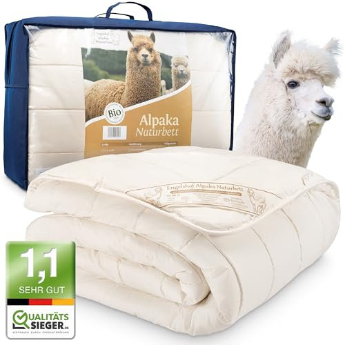 Engelshof Alpaka Decke 200 x 220 cm 4 Jahreszeiten Bettdecke Ganzjahresdecke Füllung aus Zwei einzelnen Bettdecken ganzjährig 100% Alpakawolle (1.150g-3.450g)