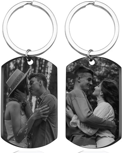 Porte Clef Personnalisable-Cadeau Noël-Porte-Clés Personnalisé Photo et Texte Gravé, Idéa Cadeau pour Papa Femme Famille Garçon Fille Papy Ami