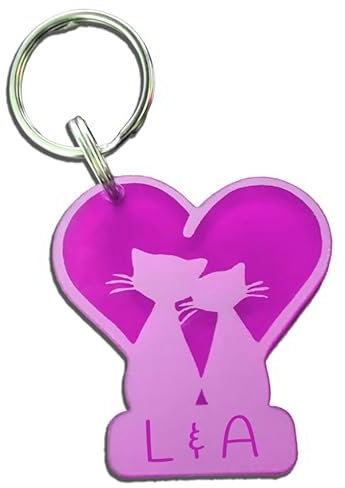 Porte-clés chats gravé, personnalisez-le avec Votre Texte, 6 coloris disponibles