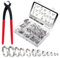 WiMas 150PCS 304 Edelstahl 6-33,1mm Einzelohrschlauchklemmen, Schlauchklemmensatz, Gurtklemmenringe Schlauchschellen mit Klemmzange (12 Größe)