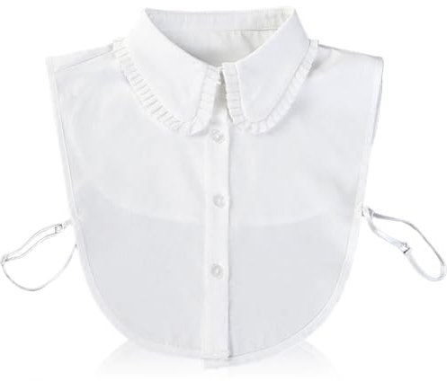 XNIVUIS Faux Col Femme en Coton, Col Chemisier Femme Filles Amovible Demi Chemise Col, Faux Collier Détachable Col Chemisier Dickey Demi Chemises, pour Adapté au Lieu de Travail, Taille unique (Blanc)