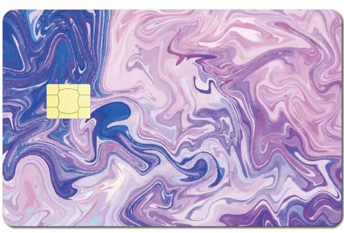 CREATCABIN Wave Card Skin Sticker Quicksand Debit Credit Card Skins Zum Personalisieren von Bankkarten,Schutzaufkleber,Wasserfest,Blasenfrei,Schmal,Für EBT-Transportschlüsselkarte,Violett,186x137mm