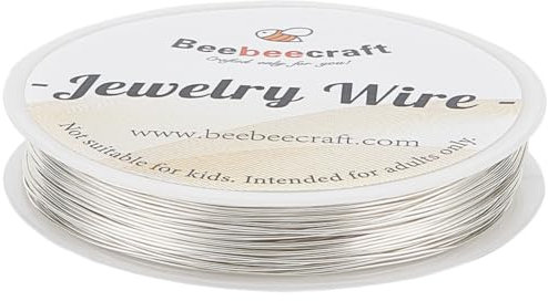 Beebeecraft Alambre de Joyería de Plata de 98.43 pie Calibre 22 0.6 mm 925 alambre de Cobre Chapado En Plata de Ley Alambre Redondo Suave Muerto para Hacer Joyas Y Manualidades
