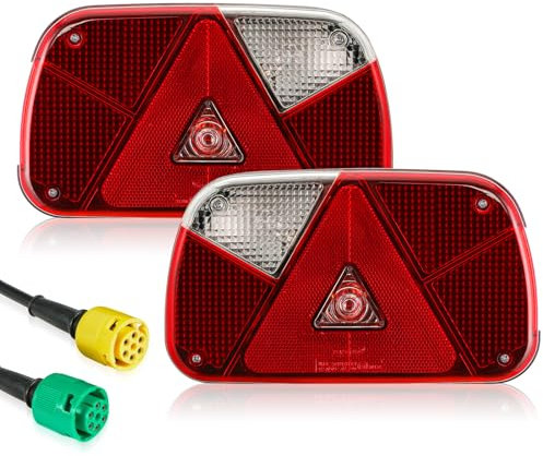 SPARKMOTO Rückleuchten Anhänger Set 12V Mit 5 Polig Bajonett Stecker, PKW Anhänger Beleuchtung Rücklichter Für LKW Wohnwagen, Rückleuchten Set für Anhänger 13 polig