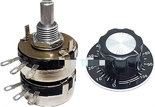 Einzelkegelpotentiometer, Potentiometer 1 Stück WTH118-2W Duplex-Einzelgang-Potentiometer 6 Pins 1K 2,2K 4,7K 10K 22K 47K 100K 470K 1M Rundschaft 20MM(Only Potentiometer,4.7K Ohm)