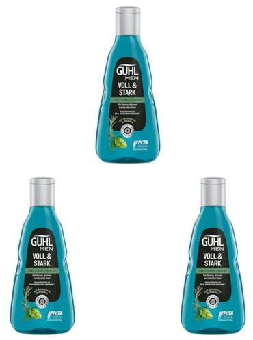 Guhl Men Voll & Stark Shampoo - Inhalt: 250 ml - Haartyp: dünn, fein, normal, blue (Packung mit 3)