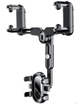 Générique Support Téléphone Rétroviseur Voiture, Support Téléphone De Voiture Rétractable Multifonctionnel Rotatif À 360, Support De Téléphone pour Rétroviseur pour Smartphone De 4 À 7 Pouce