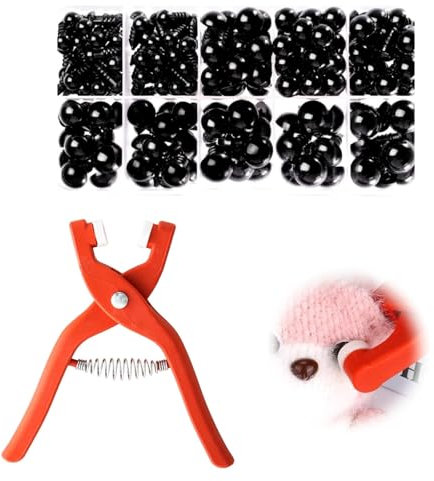 Landrain 150 Stück Sicherheitsaugen für Häkeltiere, Amigurumi Augen mit Werkzeug Zum Häkeln, Safety Eyes 6/8/9/10/12 Mm