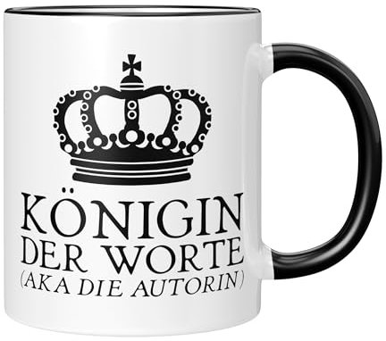 CupHaven® Autor Tasse Königin der Worte Autorin Schriftsteller Schriftstellerin Kaffeetasse Kaffeebecher Becher Geschenk Geschenkidee