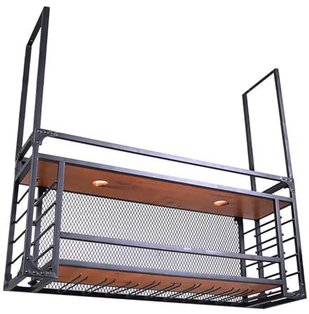 Étagère à verres à vin de style vintage rustique pour suspendre des bouteilles de liqueur, décoration de bar idéale et accessoires, parfait pour bar et salle à manger, 80 x 55 cm