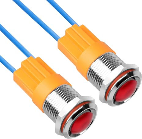 Linkstyle 2 Piezas 12mm Interruptor de Botón de Enganche, ON/OFF Ronda Impermeable Pulsador para 12V/24V Coche Barco Camión