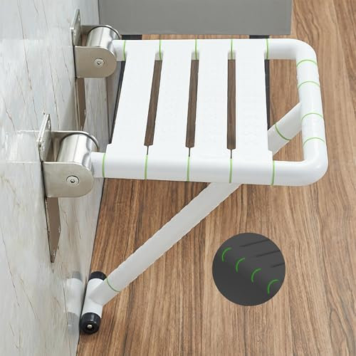 ITSOGOO Siège de Douche Rabattable avec Pieds de Support,Chaise de Douche Adulte pour Personne Handicapée Pliable Antidérapante en Acier INOX 304 et Âgées Capacité de 250 kg Blanc