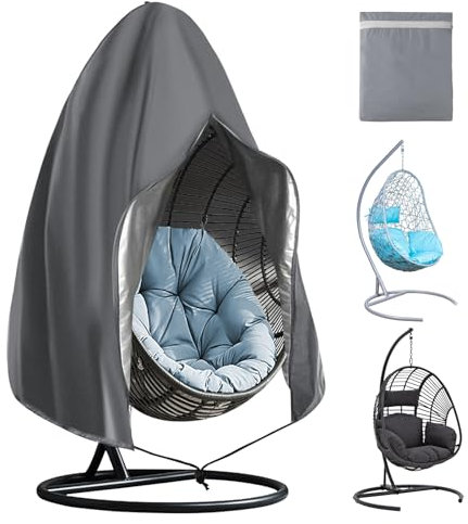 OFFCUP Hängesessel Abdeckung, Swing Egg Chair Cover 210D, Oxford Hängesessel Schutzhülle Schwebesessel mit Reißverschluss, Terrasse Schaukelstuhl Abdeckung Wasserdicht/Winddicht/UV-Beständig 190x115cm