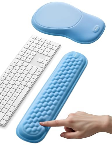 Meatanty Ergonomic Keyboard Wrist Rest & Mouse Mat with Wrist Support – Blue Memory Foam Cushion for Gaming, Study, Typing & Daily Computer Use