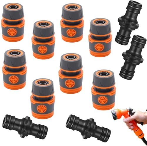 Schlauch Kupplung-Satz 1/2 Zoll, 12pcs Schnellkupplung Set Zubehör für Gartenschlauch, Schlauchverbinder mit Kupplung, Gartenschlauch Verbindungsstück Kit, Hose Connector, für Garten, Haus Wasserhahn