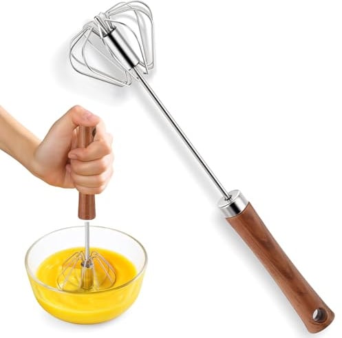 Euqvunn 12 Pollici Frusta da Cucina Semi-Automatica, Sbattitore Manuale in Acciaio Inox con Manico da Appendere, Frusta a Mano per Cucinare, Sbattere e Montare