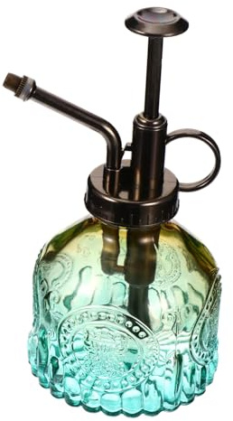 Abaodam Retro Glasgießkanne mit Relief und Pumpenfunktion Gartensprüher für Pflanzen Vintage Wassersprühnebel zum Gießen von Topfpflanzen im Garten