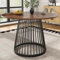 Pangshiyuan Table à manger ronde 80 x 80 x 76 cm avec plateau en MDF couleur noyer et pieds en métal noir, table de cuisine pour 4 personnes, table basse, convient pour salle à manger, salon