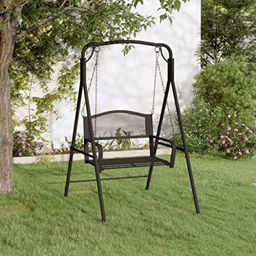 Bucmath Hollywoodschaukel 124 cm Schwarz, Stahl Metall Schaukelbank, Witterungsbeständige Gartenbank für Terrasse, Veranda und Außenbereich, Langlebige Outdoor Sitzbank