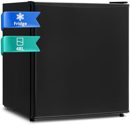 Smad Mini Frigo, 45L, Frigorifero Piccolo, Mini Frigorifero Tavolo, con Porta Reversibile, 0-10℃, Mini Bar per Camera Ufficio Hotel Soggiorno, Bianco